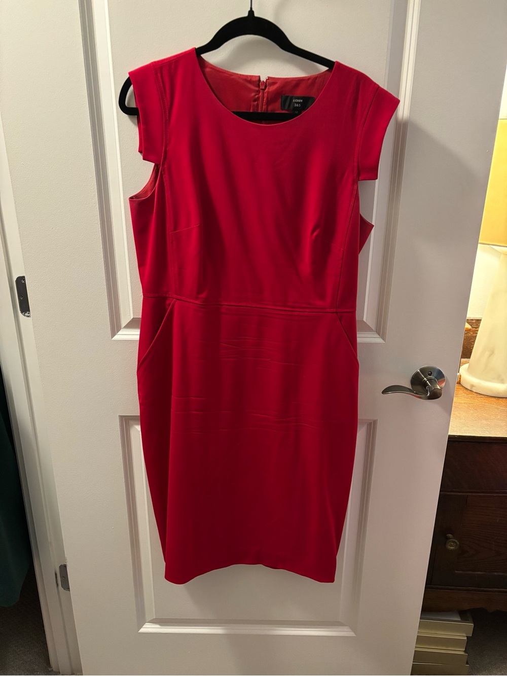 J. Crew Red Cap-Sleeve “Resume”Sheath Dress